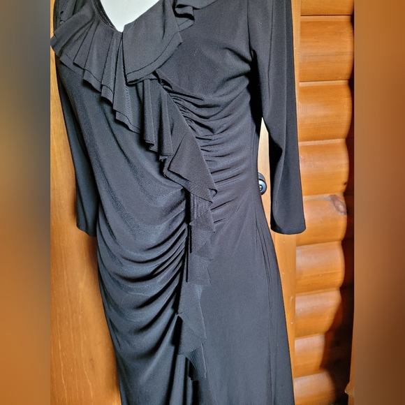 Jessica Howard Women's Dress 3/4 Sleeves Ruffled and Gathered Black Sz 12 - Picture 2 of 7